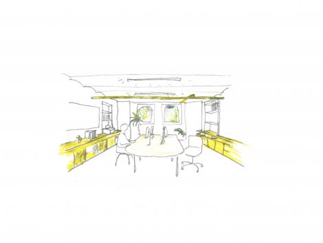 Sketches of new furniture based on furniture already present on site