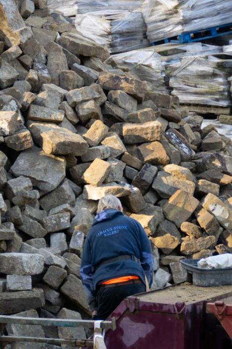 York walling stones being redressed at Abacus Stone Sales, West Yorkshire. Image Credit: Seunghun Lee