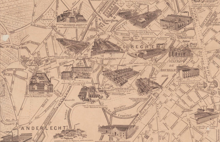 "Nouveau Plan de Bruxelles Industriel. Avec ses suburbains", 1910. Courtesy Cartesisus.be and KBR. 